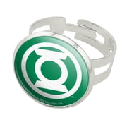 Green Lantern White Logo Silver Plated Adjustable Novelty Ring
