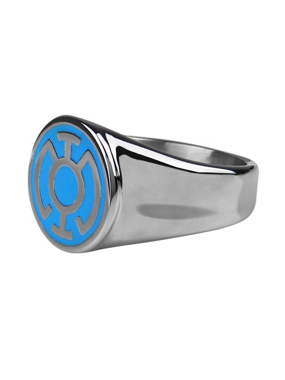 Blue Lantern Symbol Stainless Steel Ring-Size 14