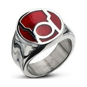 Green Lantern ringglredlantss-10-Size 10 Green Lantern Red Lantern Symbol Stainless Steel Ring - Size 10