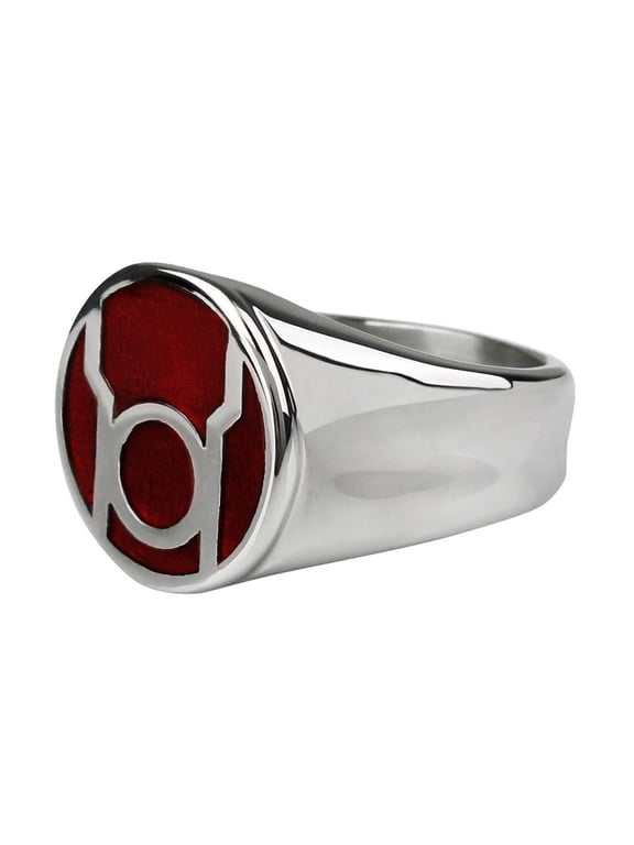 ringglredlantss-9-Size 9 Green Lantern Red Lantern Symbol Stainless Steel Ring - Size 9