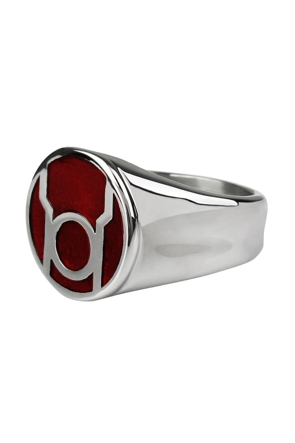 Green Lantern ringglredlantss-9-Size 9 Green Lantern Red Lantern Symbol Stainless Steel Ring - Size 9