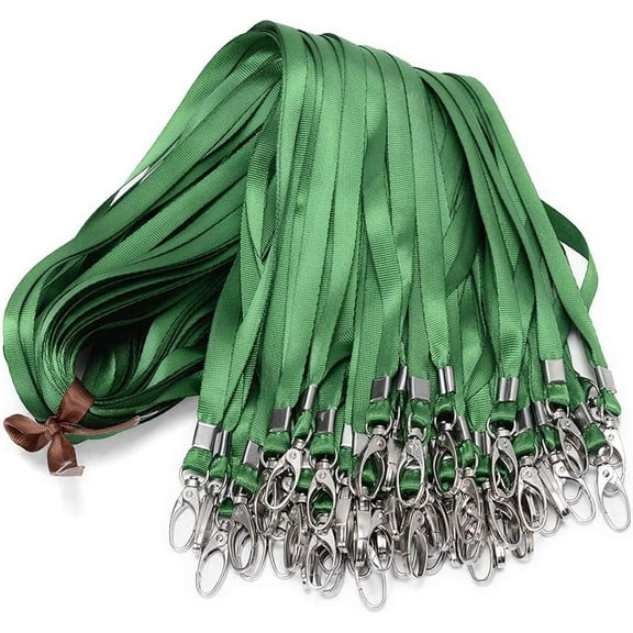 Green Lanyards Bulk Lanyards for Id Badges 50 Pack Each 17.7-Inch Lanyard Clip Woven Badge Lanyard with Clip Swivel Hooks (Green, 50)
