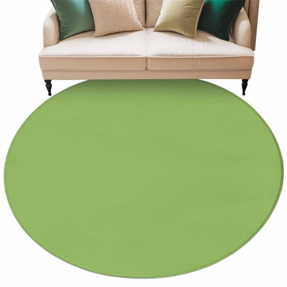 Green Large Area Rugs for Bedroom Living Room, Soft Non Slip Carpet Bedside Rug, Solid Color Simple Abstract Fashion Light Color Round Floor Cover Kitchen Accent Rug 5' for Dining Room/Office