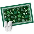thumbnail image 1 of Green Large Area Rugs for Bedroom Living Room, Soft Non Slip Carpet Bedside Rug, St. Patrick's Day Shamrock Spring Checkered Rectangular Floor Cover Kitchen Accent Rug 2'x3' for Dining Room/Office, 1 of 9