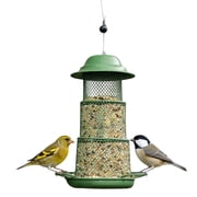 Green Large Capacity Weatherproof Metal Bird Feeder, Outdoor Hanging Birdfeeder, Easy to Clean & Refill, Attracts Cardinals & Blue Jays