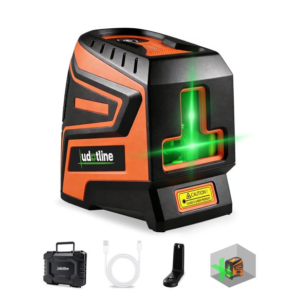 Ludotline Green Laser Level TK011, 2 Line Cross Line Laser, ABS Housing, 2200mAh Rechargeable Battery, Self Leveling, ±3mm Accuracy, Magnetic Mount