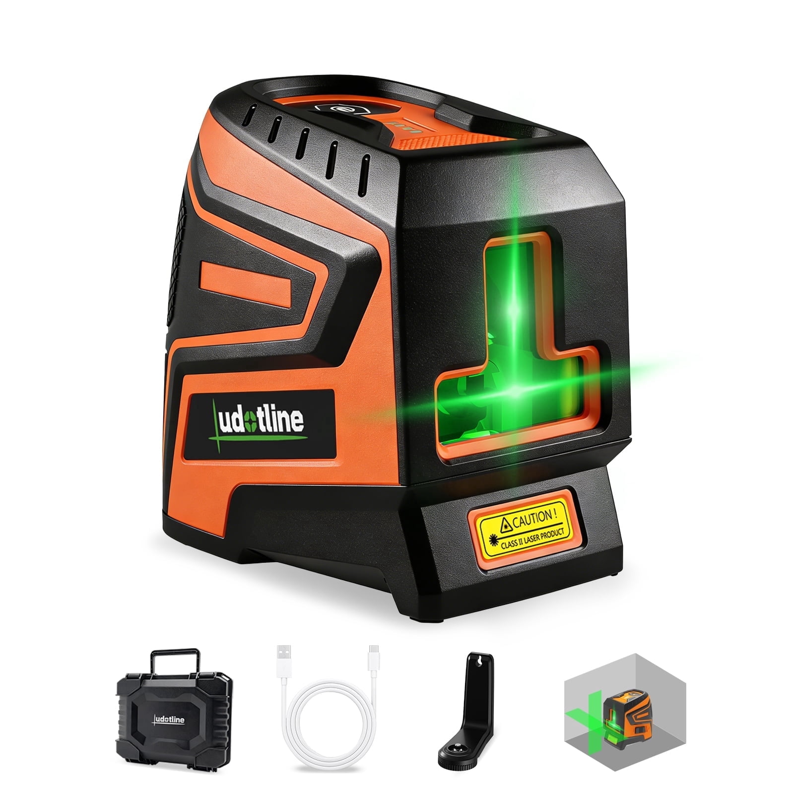 Green Laser Level 2 Line TK011, Ultra Bright Cross Line, 2s Self Leveling,  ±3mm Accuracy, 2200mAh Rechargeable, Shockproof Durable Build for Jobsite (Basic Kit – Magnetic Mount + Hard Case)