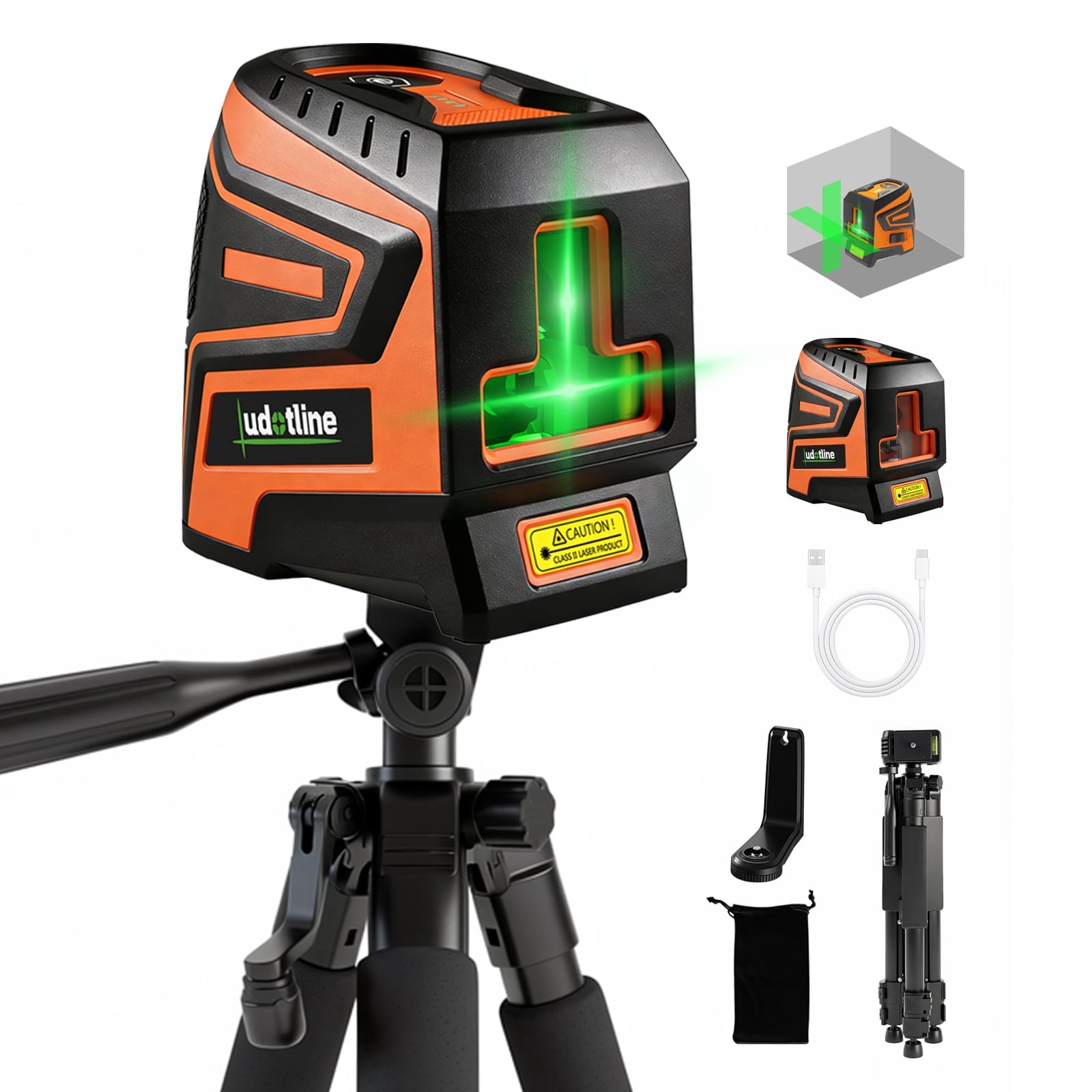 Green Laser Level 2 Line TK011, Ultra Bright Cross Line, 2s Self Leveling,  ±3mm Accuracy, 2200mAh Rechargeable, Shockproof Durable Build for Jobsite (Tripod Kit – Full Setup with Tripod)