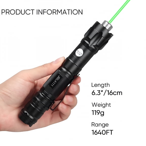 Green Laser Pointer with Battery, High Power Laser Pen for Astronomy Stargazing, Bright Visible Beam for Teaching, Presentations, and Outdoor Guiding,6.29inch,Black