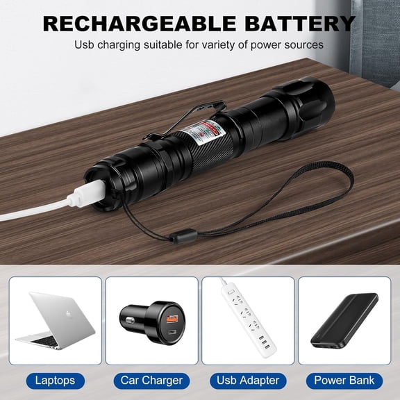 Green Laser Pointer High Power Laser Pointer,Rechargeable Tactical Laser Pointer, Long Range Flashlight