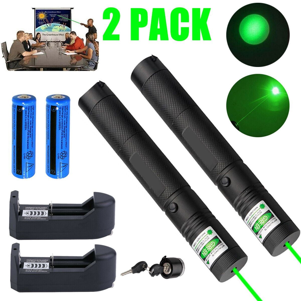 Green Laser Pointer Pen Assassin Visible Lazer+Battery+Charger 1mw
