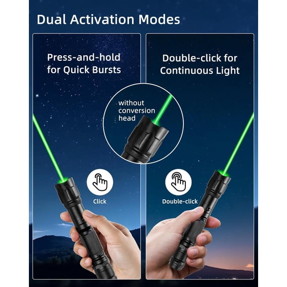 Green Laser Pointer, Rechargeable with 5-Mode Auto-Rotating Head