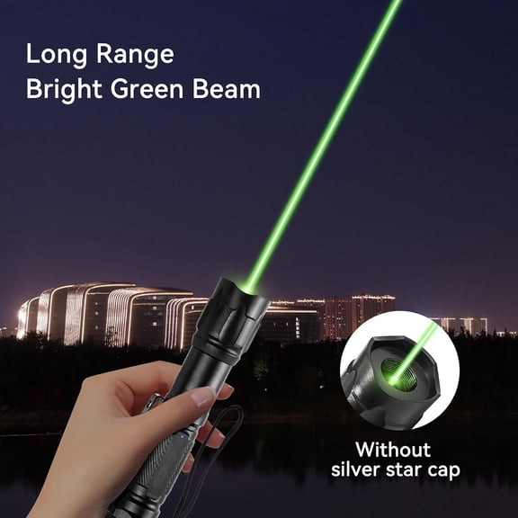 Green Laser Pointer, Rechargeable with Star Cap and Pocket Clip