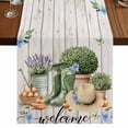 thumbnail image 1 of Green Lavender 60 Inch Table Runner, Potted Plant Butterfly Flowers Boots Farmhouse Dresser Scarf Cotton & Linen Tablerunner for Dining/Kitchen Island/Holiday Party Décor 13" x 60", 1 of 9