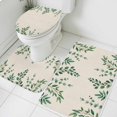 thumbnail image 1 of Green Leaf Bathroom Rugs Set Watercolor Pastoral Plant Vintage Linen Non Slip Absorbent Soft Bath Mats 3 Piece Set with Bathroom Rug, U-Shaped Floor Mat, Toilet Seat Cover Small Size, 1 of 9