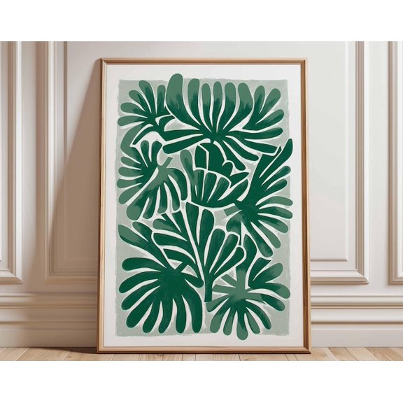 Green Leaf Botanical Wall Art Print, Unframed Paper Poster 8x10in