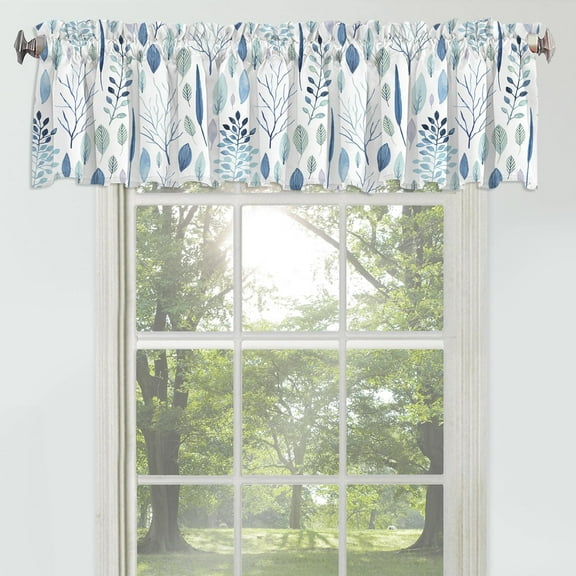 Green Leaf Curtain Valance for Windows Elegant Floral Rod Pocket Window Valances Plant Printed Short Curtains for Kitchen Bathroom 54 x 18 inch