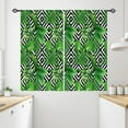 thumbnail image 1 of Green Leaf Curtains Rod Pocket Blackout Room Darkening Curtains with Banana Leaf Palm Leaf Lattice Print Pattern Tropical Theme Window Drapes for Kitchen Bedroom Bathroom 2 Panels 26 x 36 Inch, 1 of 5