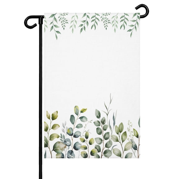 Green Leaf Garden Flag 12x18 Inch Plant Pastoral Watercolor Leaves Double Sided Small Decorative Garden Flags for Outside, Outdoor Yard Porch Lawn Decoration