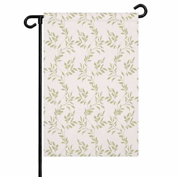 Green Leaf Garden Flag 12x18 Inch Vintage Farmhouse Botanical Plant Linen Double Sided Small Decorative Garden Flags for Outside, Outdoor Yard Porch Lawn Decoration