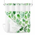 thumbnail image 1 of Green Leaf No Hooks Shower Curtain with Snap-in Liner Watercolors Leaf Spring Plant Gradient Abstract Shower Curtains for Bathroom, Waterproof, Easy Install, Washable 72"x78", 1 of 9