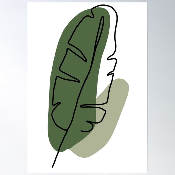 Green Leaf Line Art Poster Wall Art, Modern Wall Decor For Living Room Bedroom, 8x12 UNFRAMED