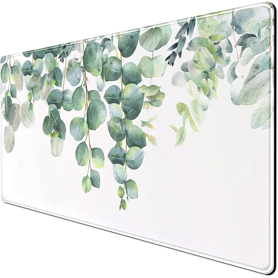 Green Leaf Mouse Pad Large Extended Gaming Mousepad, Desk Mat with Stitched Edges XXL Size ( 31.5x15.75 Inchs), Wireless Mouse Keyboard Mat for Desktop Laptop, Work, Game, Office, Home