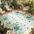 thumbnail image 1 of Green Leaf Outdoor Rug 3x5 Ft - Reversible Patio Rug Outdoor Camping Rugs, Fall Plant Country Vintage Watercolor White Washable Indoor Outdoor Area Rugs, Non-Slip Outdoor Carpet Runner for Deck/Porch, 1 of 8