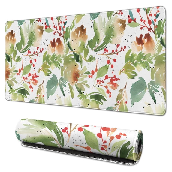 Green Leaf Paint Painting Desk Mouse Pad Pad Mouse Waterproof Washable for Office Home Work Gaming Gift Tables Mouse Pad Rubber Base Mousepad with Stitched Edges 35.4x15.7inches
