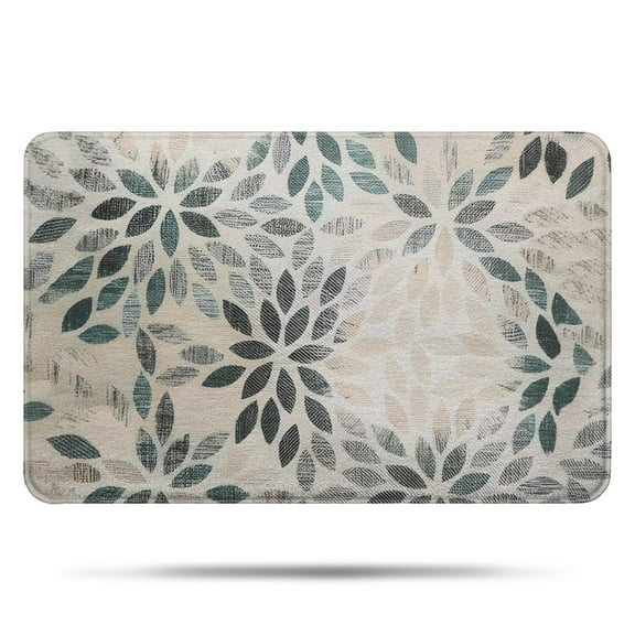 Green Leaf Pattern Bathroom Rugs Mat,Non Slip Microfiber Bathroom Rug,Rubber Backing,Soft Bathroom Mats for Bathroom Floor,Tub and Shower,17x27in(43x68cm)