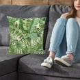 thumbnail image 1 of Green Leaf Pattern Pillow Case, Large Backrest Cushion Set for Sofa Car Lunch Seat, Soft Breathable Velvet Cover with Wicking Function for Home Office Bedroom Living Room Comfort, 1 of 6