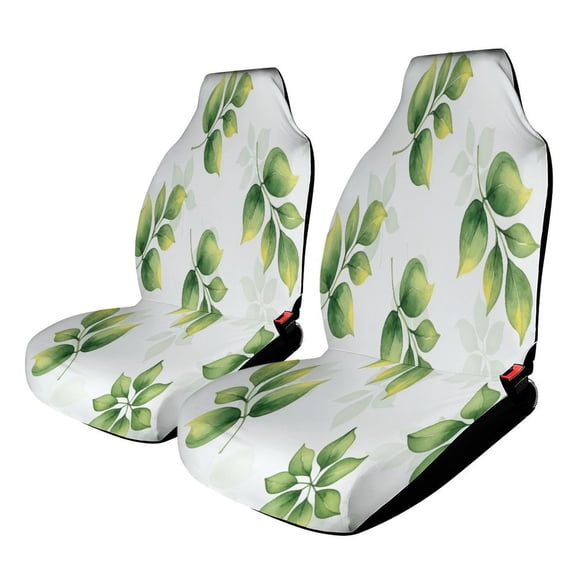 Green Leaf Pattern Print Car Seat Covers Front Seats Universal Fit for Cars SUV Truck Auto Interior Accessories