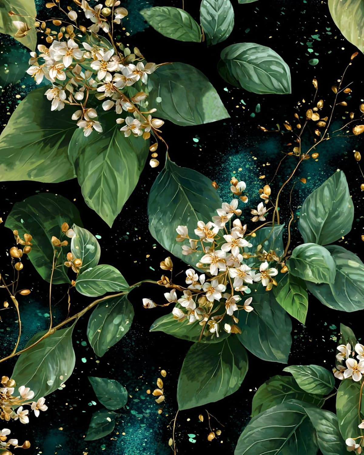 Green Leaf Peel and Stick Wallpaper Vintage Dark Floral Contact Paper Floral Wall Mural Home Vinyl Waterproof Self Adhesive Removable Renter Friendly Wall Paper 17.5" x 118"