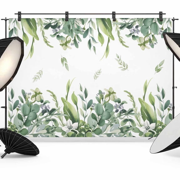 Green Leaf Photography Backdrop 7x5FT, Summer Watercolor Country Green Eucalyptus Leaves Plant Photo Backdrops, Background for Photography Studio Photo Studio Background, Back Drop for Photoshoot