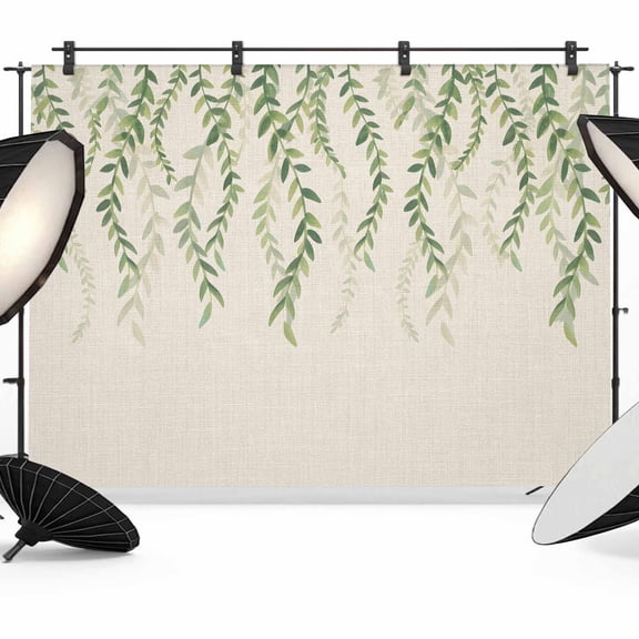 Green Leaf Photography Backdrop 7x5FT, Watercolor Leaves Pastoral Plant Vintage Linen Photo Backdrops, Background for Photography Studio Photo Studio Background, Back Drop for Photoshoot