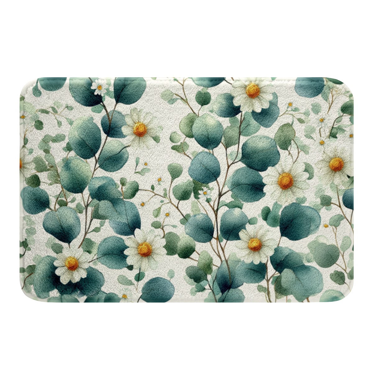 Green Leaf Plant Bathroom Rug Set,Eucalyptus Botanical Leaves Floral ...