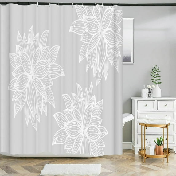 Green Leaf Plants and Flowers Shower Curtain Print Modern Nordic Minimalist Polyster Home Decor Bathroom Curtain with