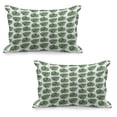 thumbnail image 1 of Green Leaf Quilted Pillowcover Set of 2, Tropical Jungle Leaves Palm Trees of Hawaii Watercolor Style Summer Nature, Standard Queen Size Pillow Cover Bedroom, 30" x 20", White and Green, by Ambesonne, 1 of 1