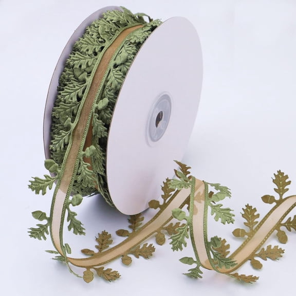 Green Leaf Ribbon,Bexikou 22 Yards Artificial Green Leaves Trim Rope Garland Leaf String for Gift Wrapping Party Wedding Home Decorations