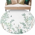 thumbnail image 1 of Green Leaf Round Area&nbsp;Rug 6ft Watercolor Bird Tree Branch Flower Farmhouse Botanical Non-Slip&nbsp;Washable Circle Rugs Soft Felt Indoor Floor Mat for Bedroom Kitchen Living Room Bathroom, 1 of 9