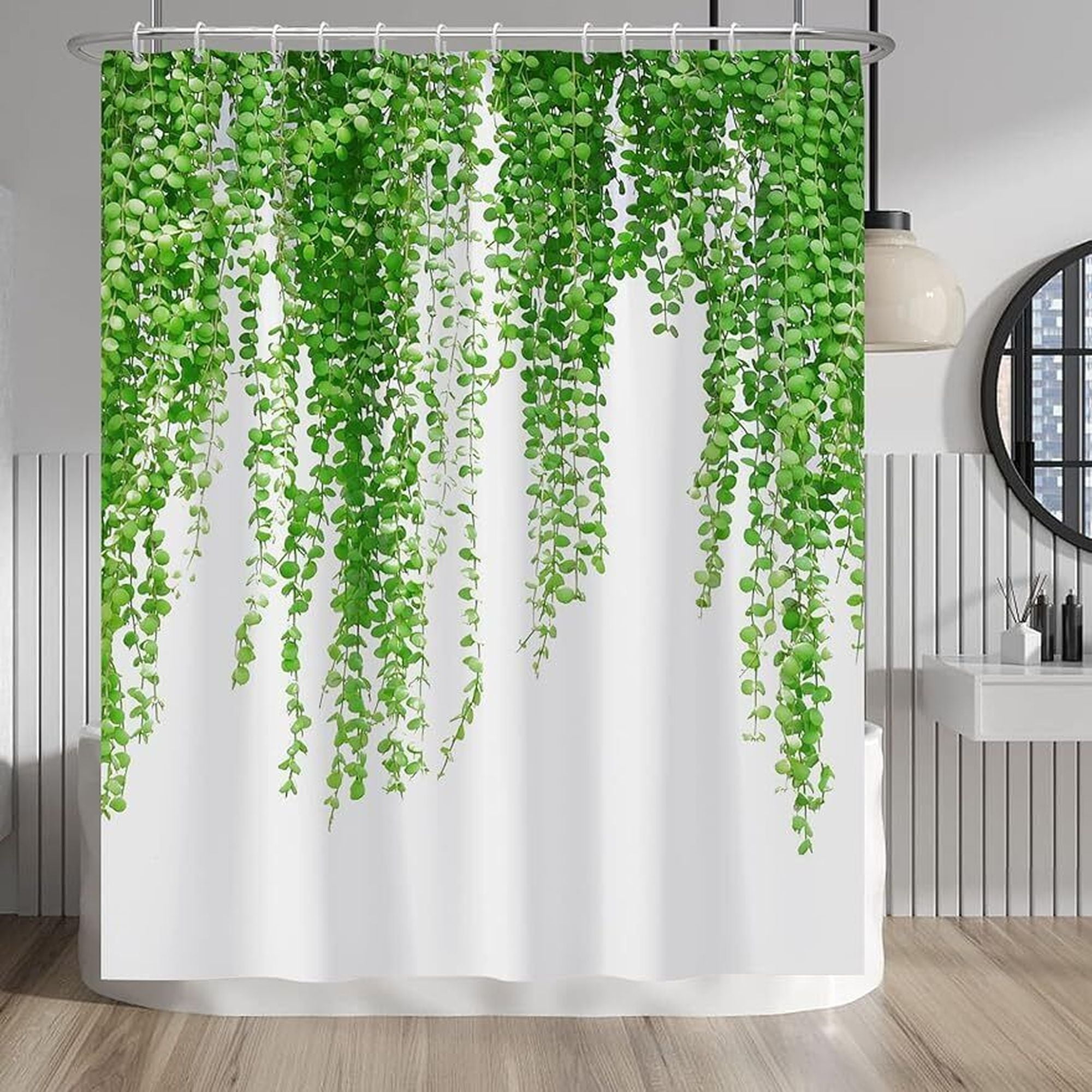 Green Leaf Shower Curtains Sustainable Bathroom Decor with Nature