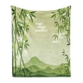 thumbnail image 1 of Green Leaf Soft Flannel Fleece Blanket, Abstract Bamboo Trees in Japanese Forest Botanical Oriental Outdoors, Cozy Plush for Indoor and Outdoor Use, 70" x 90", Lime Green Pale Green, by Ambesonne, 1 of 5