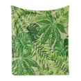 thumbnail image 1 of Green Leaf Soft Flannel Fleece Throw Blanket, Exotic Pattern with Tropical Leaves Fresh Jungle Aloha Hawaii, Cozy Plush for Indoor and Outdoor Use, 60" x 80", Apple Green Fern Green, by Ambesonne, 1 of 6