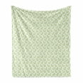 thumbnail image 1 of Green Leaf Soft Flannel Fleece Throw Blanket, Simple Organic Pattern with Abstract Leaves Ecology Environment Theme, Cozy Plush for Indoor and Outdoor Use, 50" x 70", Apple Green White, by Ambesonne, 1 of 6