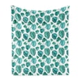 thumbnail image 1 of Green Leaf Soft Flannel Fleece Throw Blanket, Tropical Palm Tree Leaves Exotic Hawaiian Foliage Rainforest Jungle, Cozy Plush for Indoor and Outdoor Use, 50" x 60", Sea Green Teal White, by Ambesonne, 1 of 6
