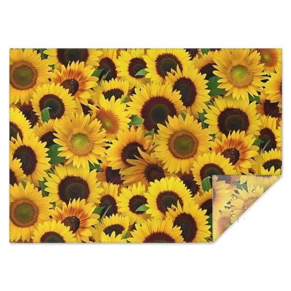 Green Leaf Sunflower Pattern Rectangle Tablecloth 60"x84",Waterproof Polyester Rectangle Table Cloth, Wipeable Spillproof Polyester Tablecloth for Dining, Camping, Indoor and Outdoor