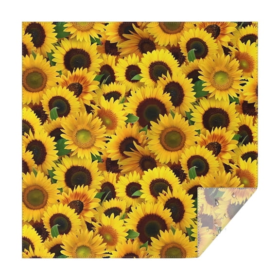Green Leaf Sunflower Pattern Square Tablecloth,Waterproof Square Table Cover,Wipeable Spillproof Washable Table Cover for Home Kitchen Party Decor 52"x52"(132x132cm)