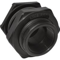 Black Polypropylene Tank Fitting with EPDM Washer, 2"
