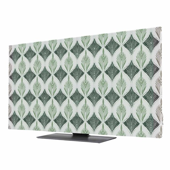 Green Leaf TV Dust Cover 24 Inch, Plant Leaves Abstract Geometric Computer Monitor Cover Dustproof Stretchable Indoor TV Screen Protector for LED LCD Universal Monitors