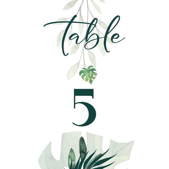 Green Leaf Table Number Cards Double Sided Party Table Numbers for Reception Baby Shower Anniversary Birthday Bridal Party 4x6 Inch
